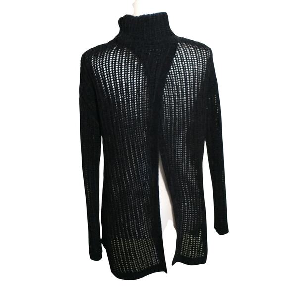 Elie Tahari Open Knit Sweater Women's Sz XS Black Sheer Spilt  Back Pullover Top - Picture 6 of 15